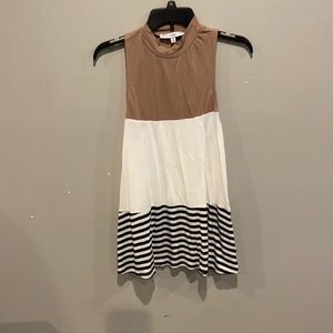 Tan White and Black&White Striped Block Tan